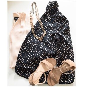 Pre-loved: Navy blue 3/4 blazer with tan dots